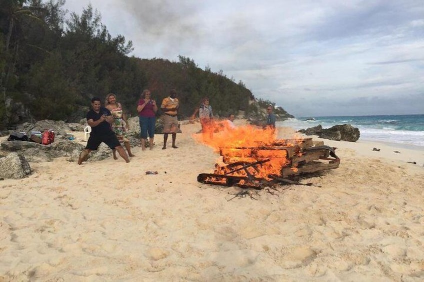 Bermuda Beach Bonfire with Dark and Stormy Cocktail Included