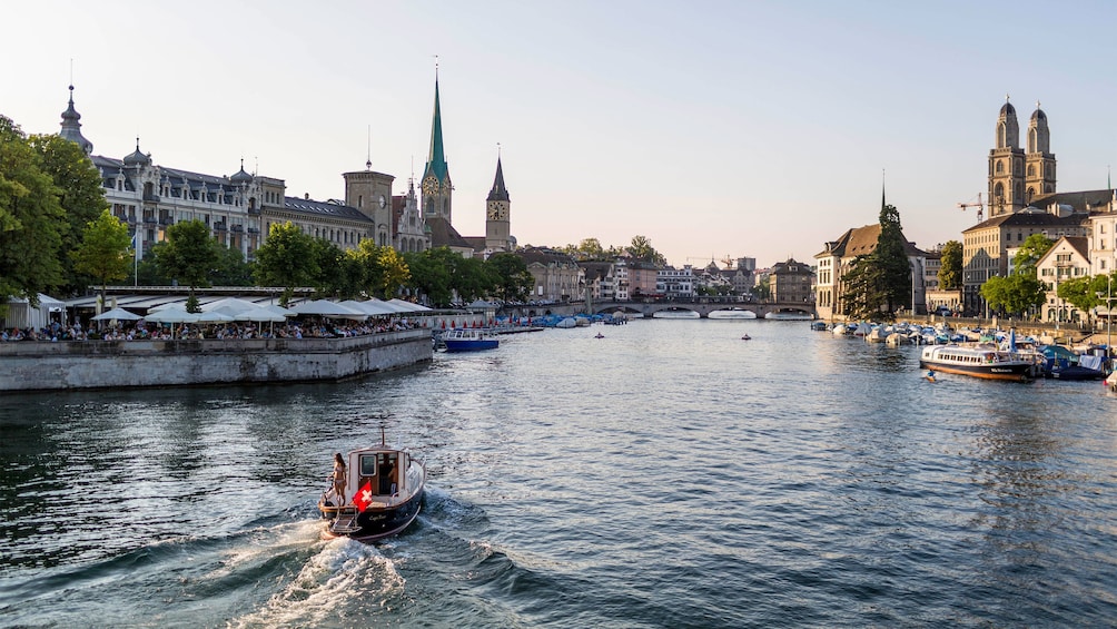 River through city in zurich