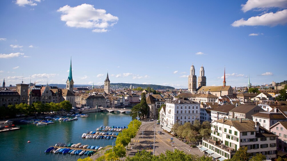 aerial view of city in zurich