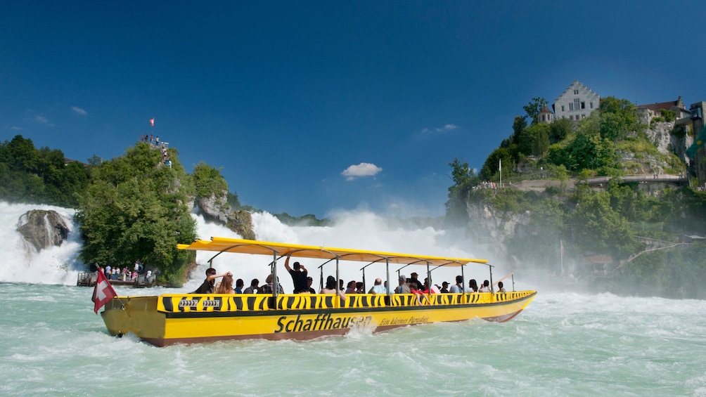 boat near waterfall in germany