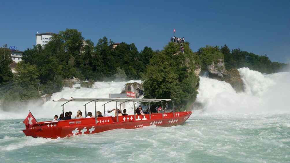 boat near waterfall in germany