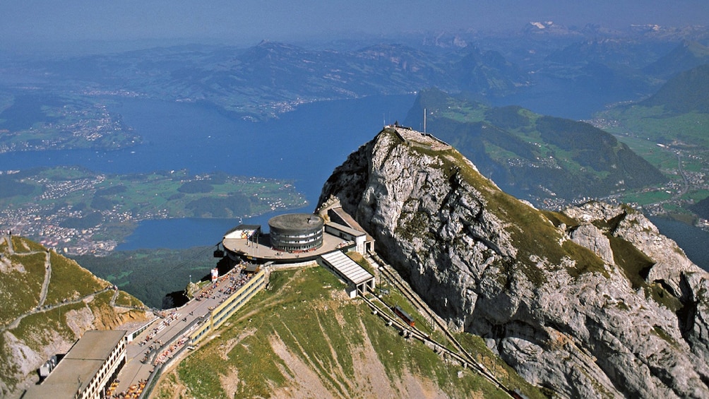 mountain top building with view