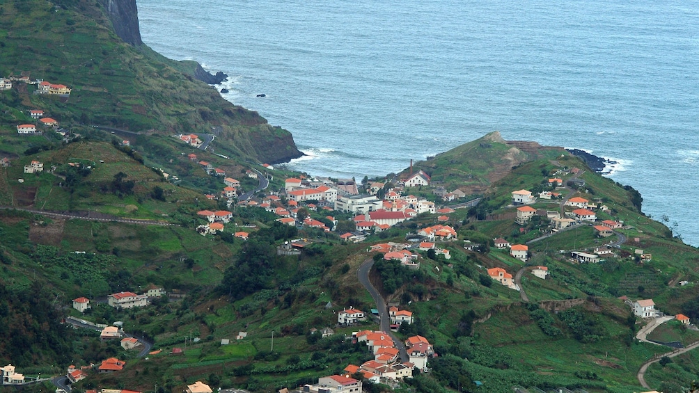 A town nestled along the coast of Madeira