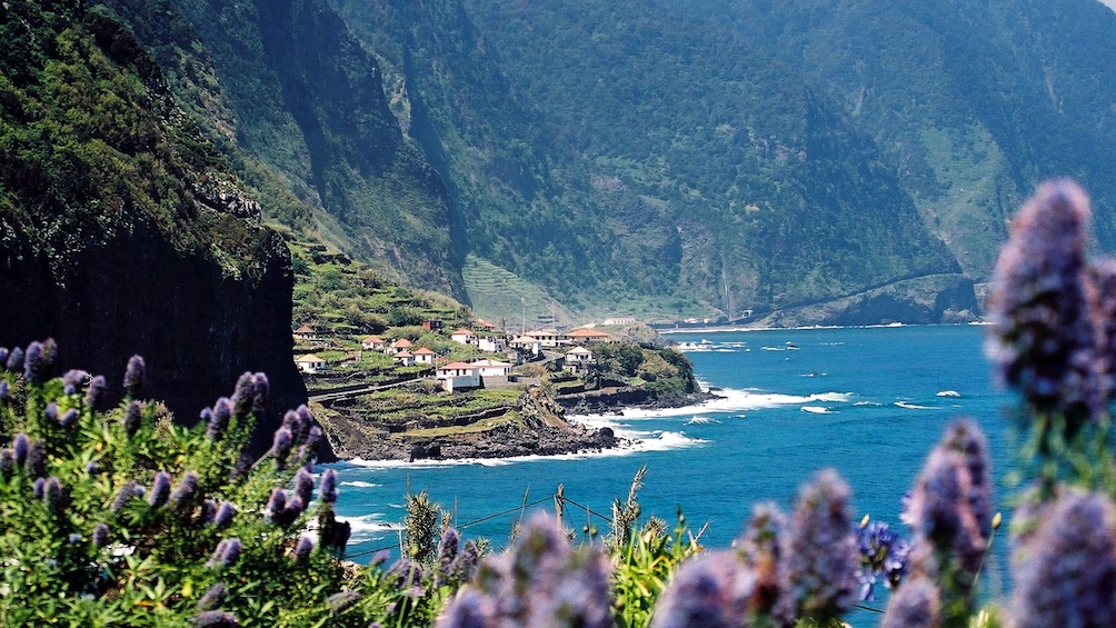View of a coastal town in Madeira