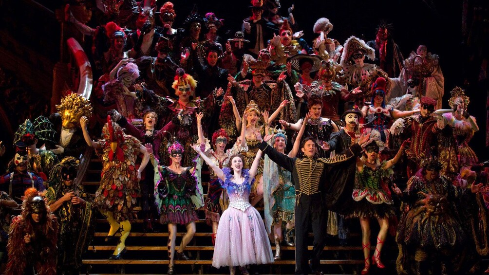 Large group of performers in The Phantom of the Opera on Broadway in New York