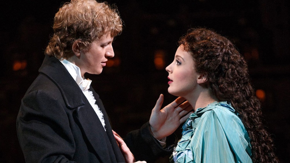 Romantic scene from The Phantom of the Opera on Broadway in New York