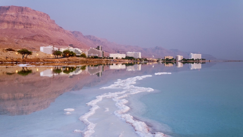 buildings along the shores of the dead sea