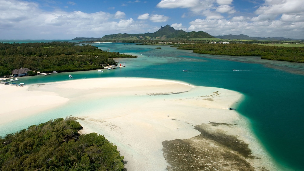 white beach sands along the islands in Ile aux Cerfs