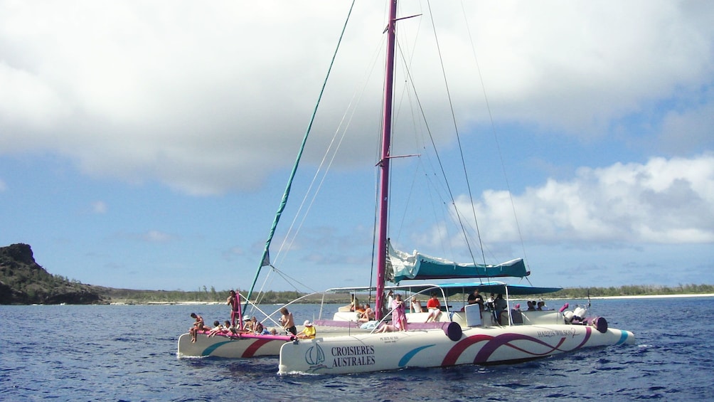 riding a catamaran at the Northern Islands