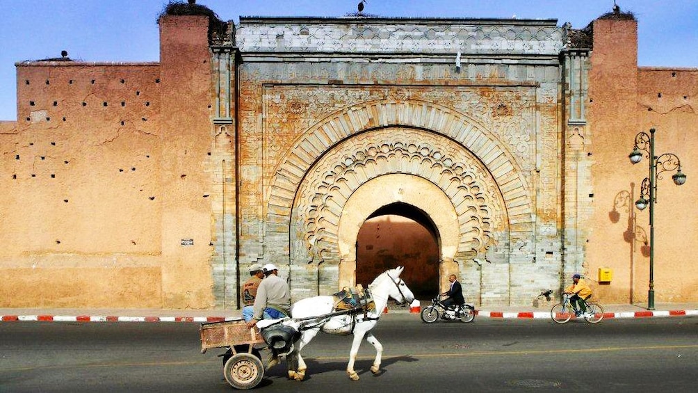 Horse drawn wagon on the street in Marrakech