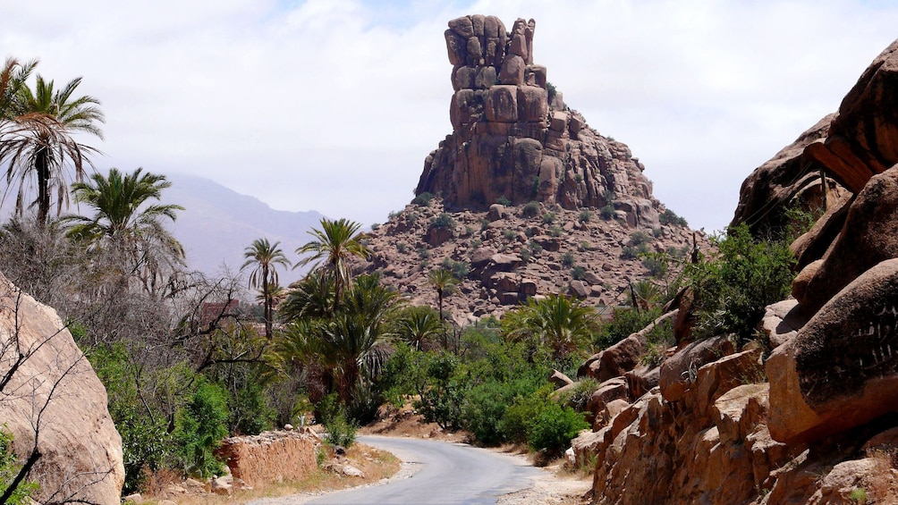 Winding road and strange rock formations in Tafraout