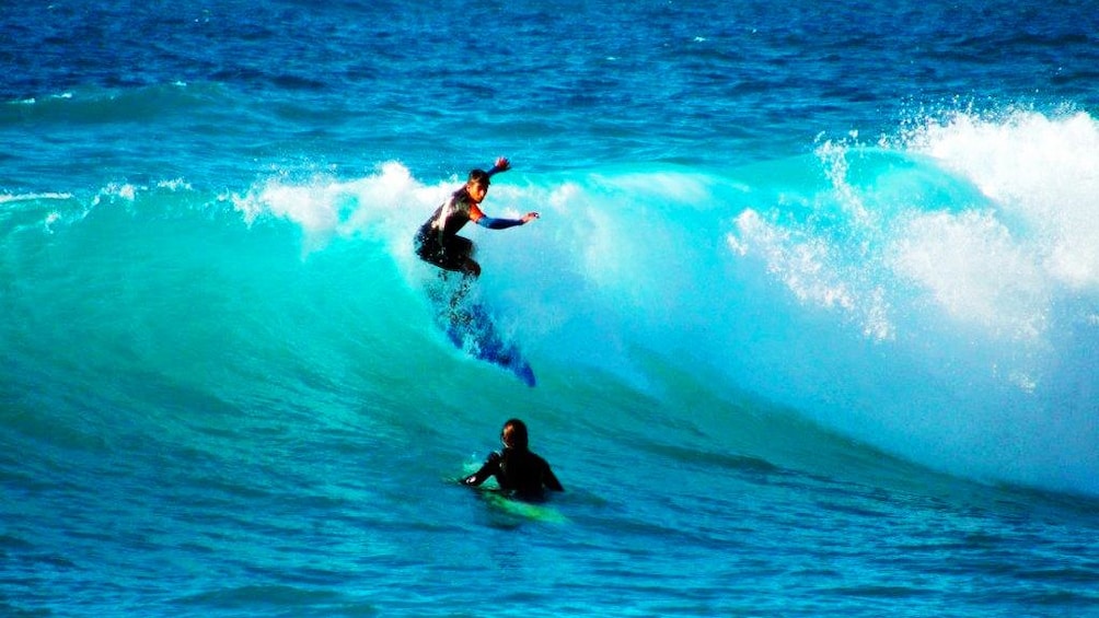 Surfers in the water in Agadir