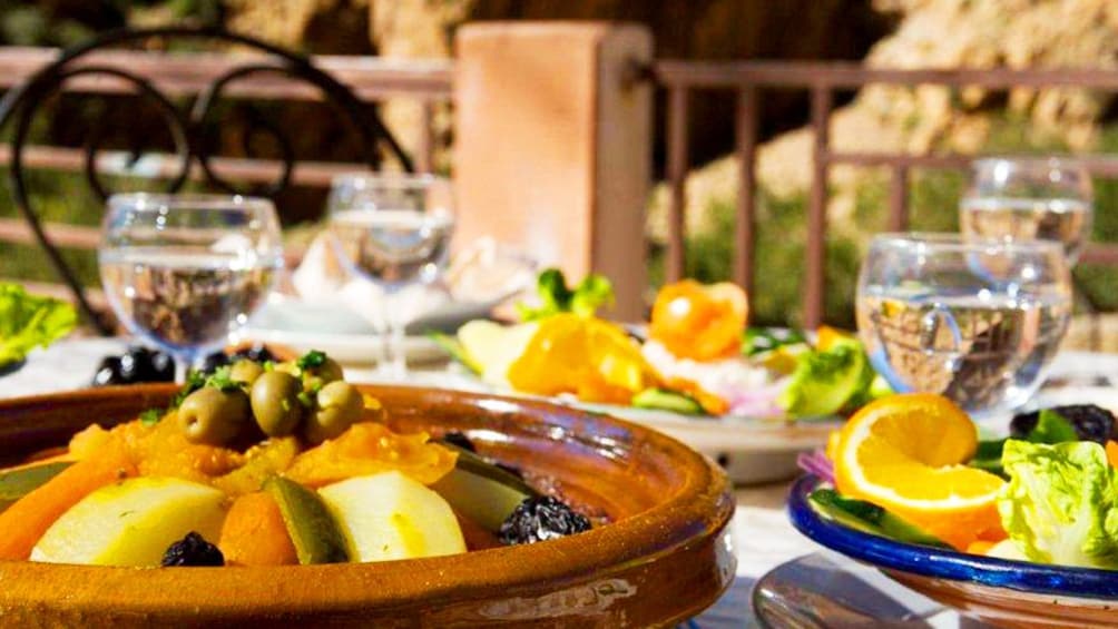 Moroccan food at a restaurant in Agadir