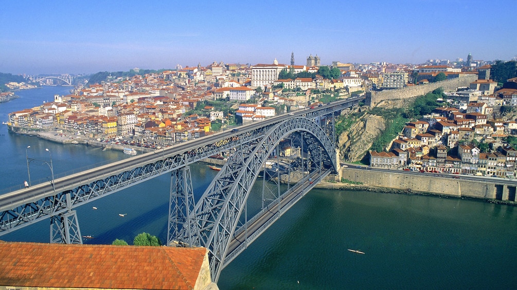 the tall Dom Luís I Bridge in Portugal