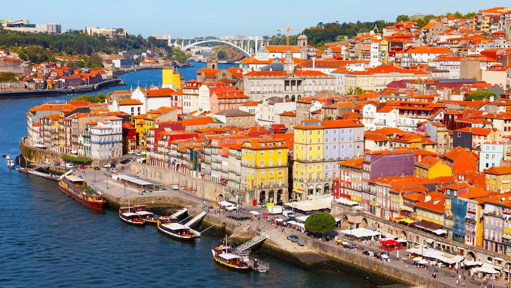 boats docked at the bay in Porto City