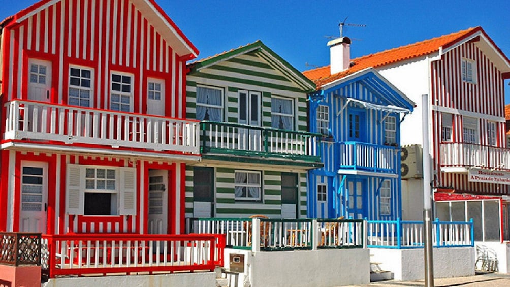 colorful striped homes in Portugal