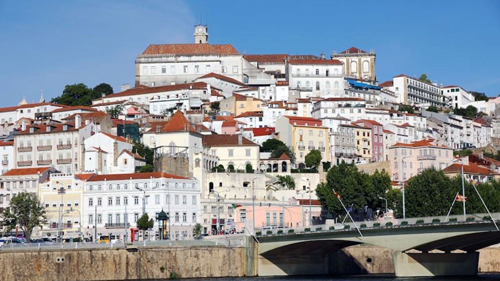 Building stacked up the hills in the city of Coimbra in Portugal