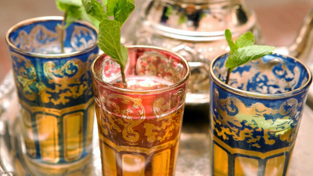 local beverages topped with mint leaves in Tangier