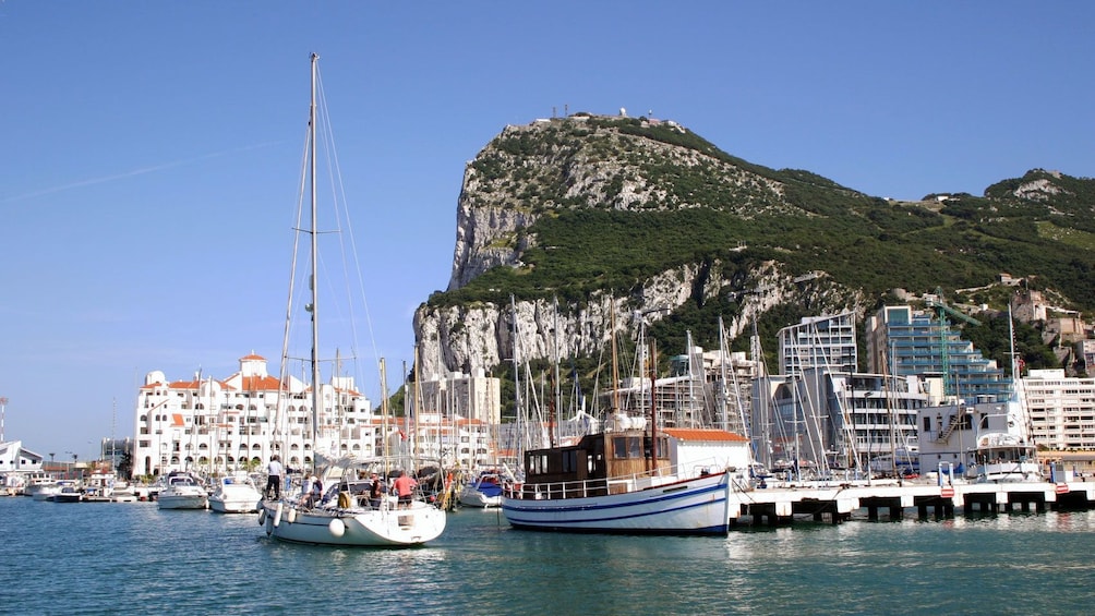 boats docked at the bay in Gibraltar