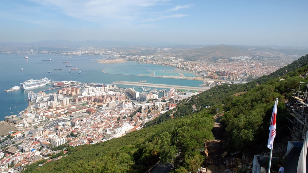 looking down on the city atop the mountain in Gibraltar