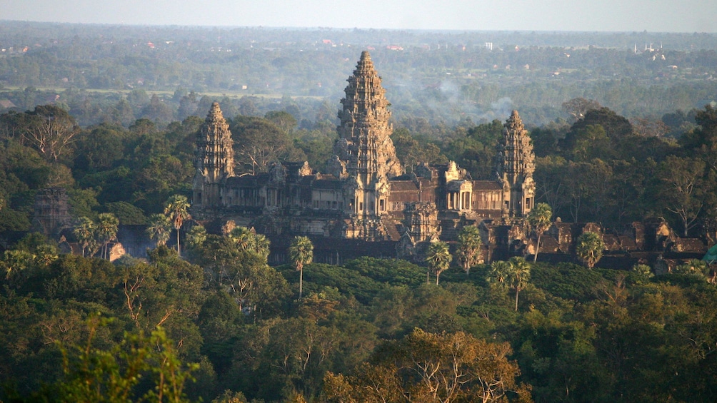 Aerial view of the ancient temples in Siem Reap 