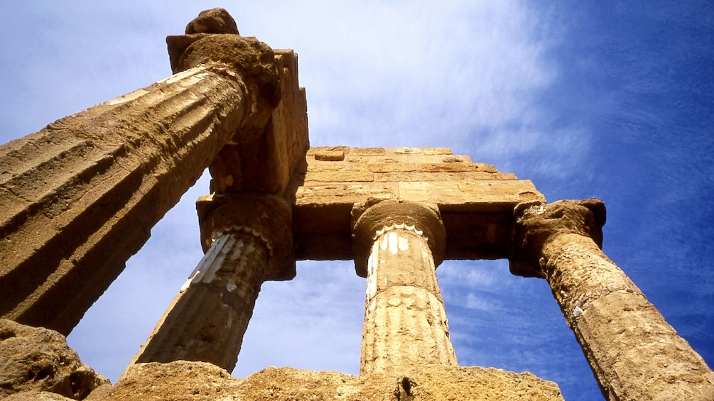 old temple columns among the ruins in Sicily