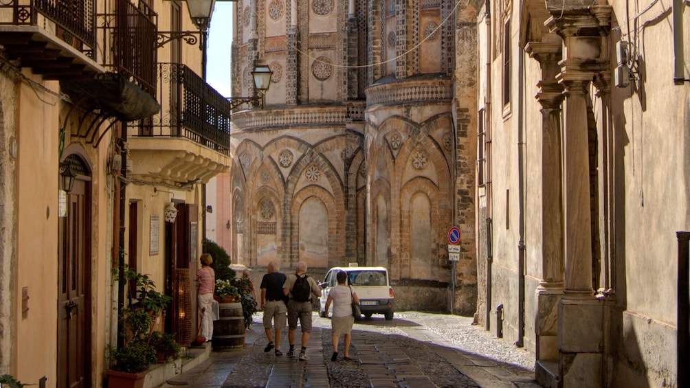 walking on narrow stone roads in Sicily