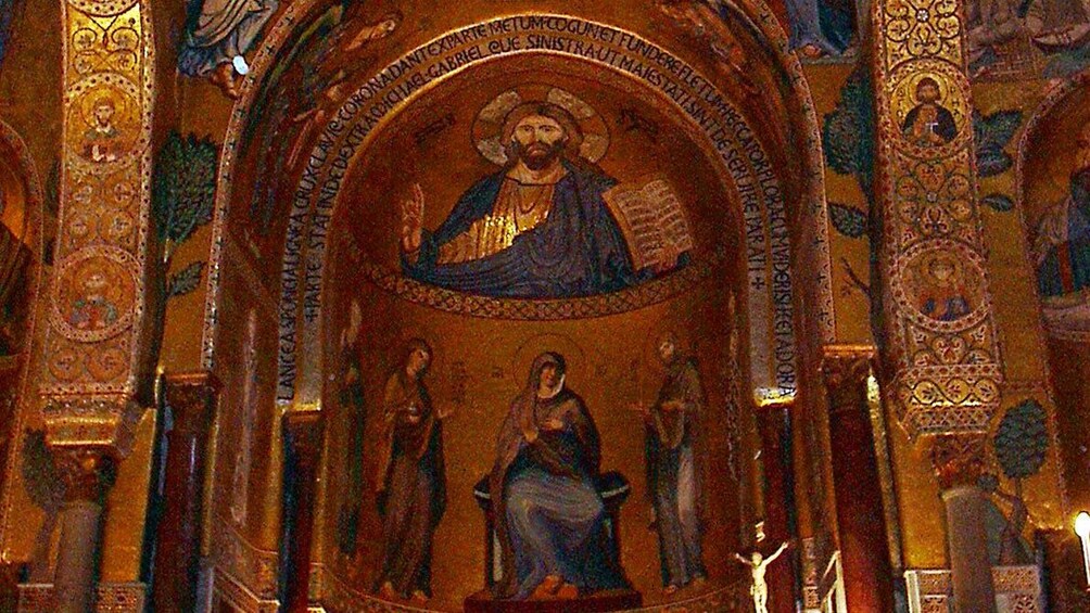 religious depictions inside the Monreale Cathedral in Sicily