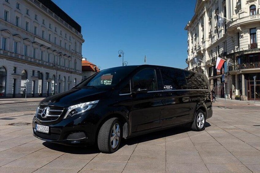 Mercedes V-class comfortable for up to 6 people.