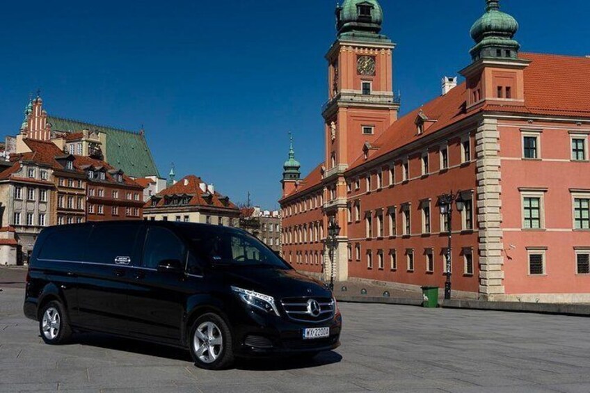 Mercedes V-class comfortable for up to ^ people.