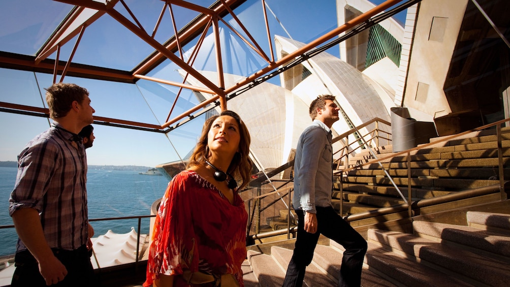 Group walking inside the Sydney Opera House in Sydney Australia