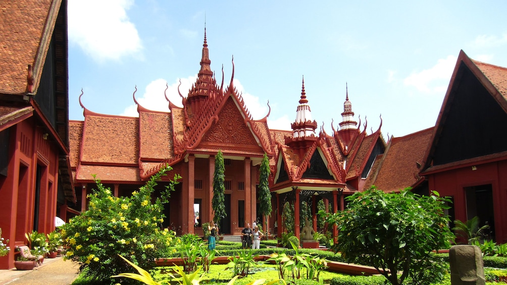 the garden at a temple in Phnom Penh