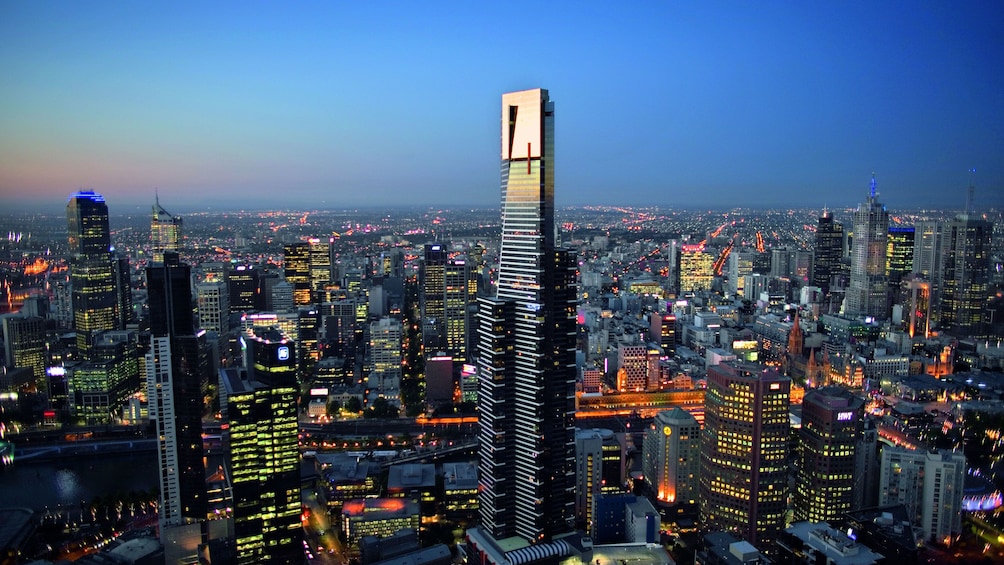 Show item 3 of 7. The Eureka Tower at night in Melbourne