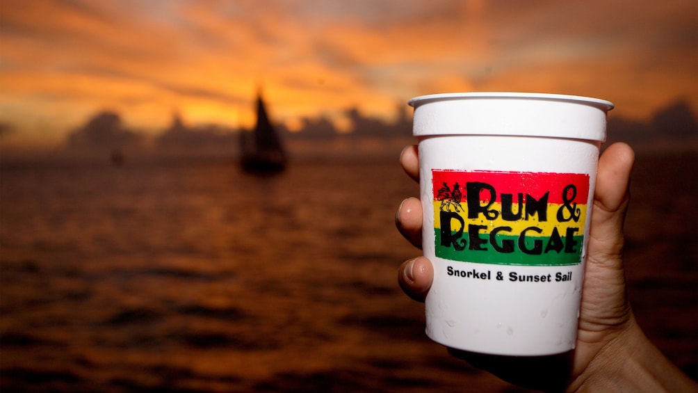 Having rum in the sunset at Key West