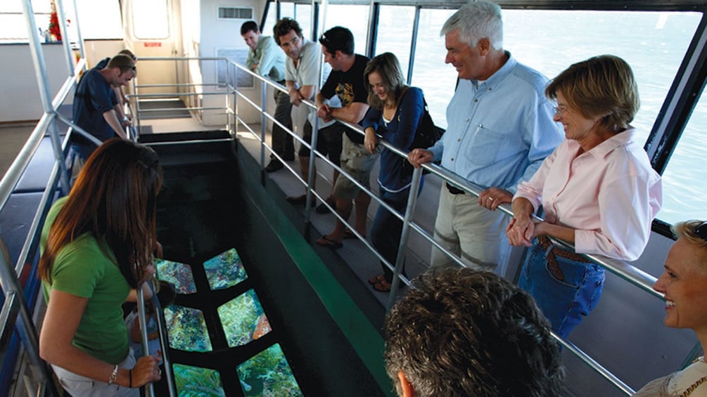 Viewing the ocean floor through the glass bottom boat at Key West