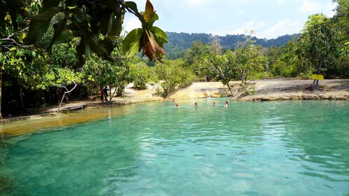 Swimming in jungle lagoon in Thailand