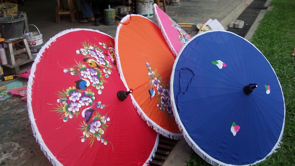 Brightly painted parasols in Chiang Mai
