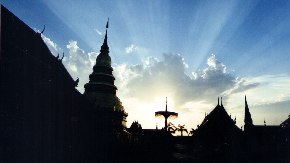 buildings through sunset in chiang mai