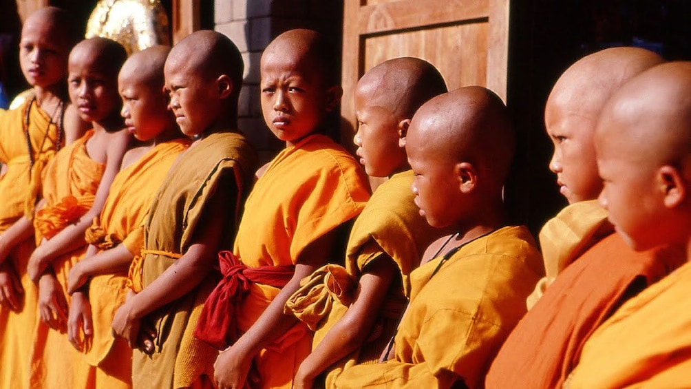 Boys in orange robes in Chiang Rai
