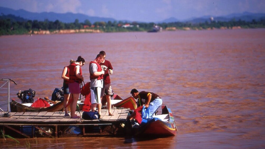 small boat at dock in chiang rai