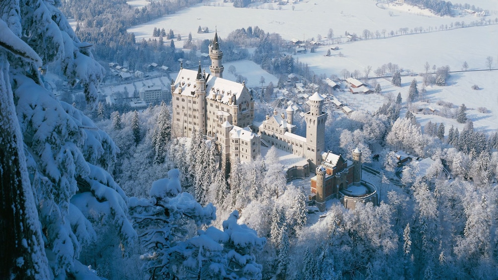 Aerial view of Neuschwanstein Castle