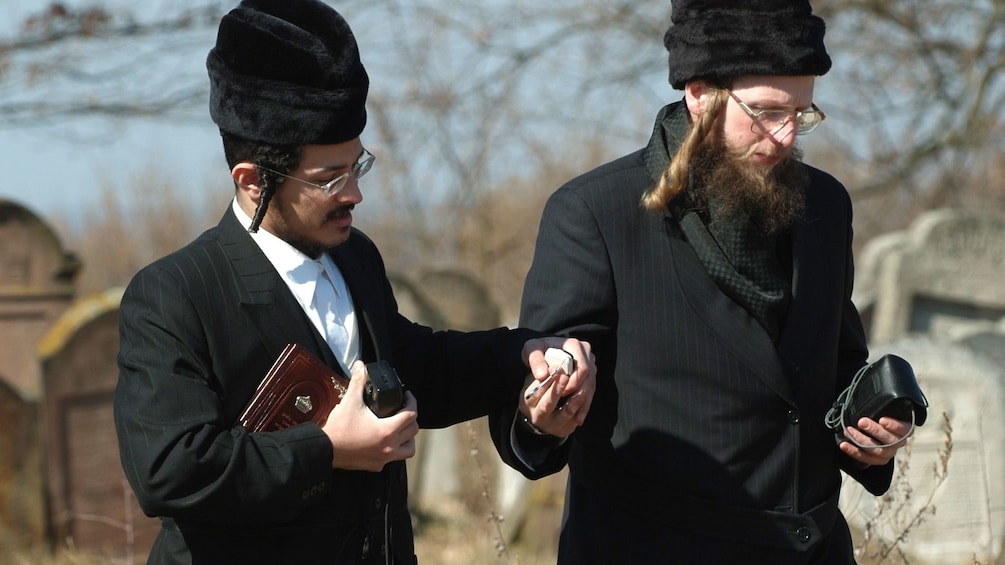 Men on the Guided tour of Krakow's Kazimierz district