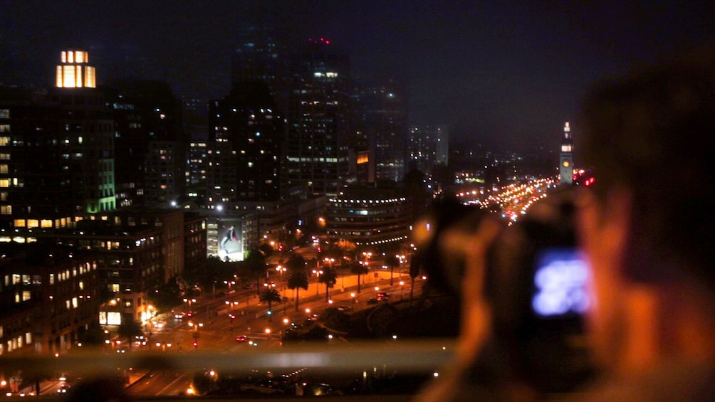 San Francisco at night from sightseeing bus