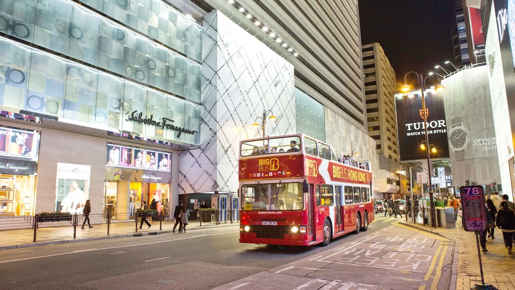 Aboard the double decker bus in Hong Kong