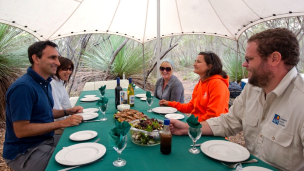 A group of people enjoying lunch at Kangaroo island