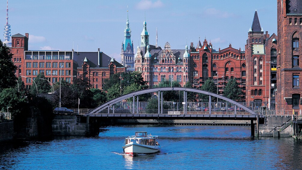city and river view in hamburg