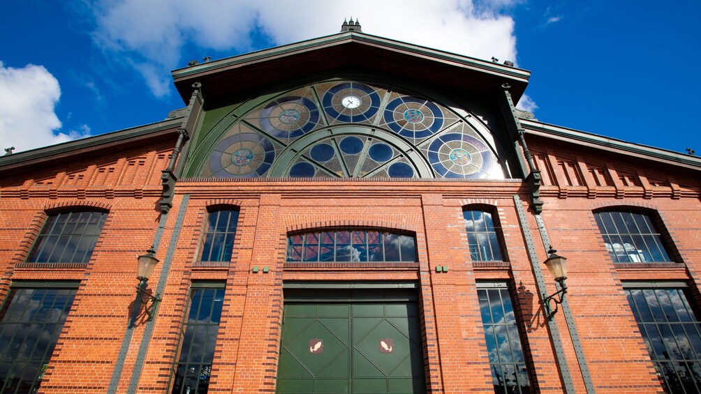 front of ornate building in hamburg