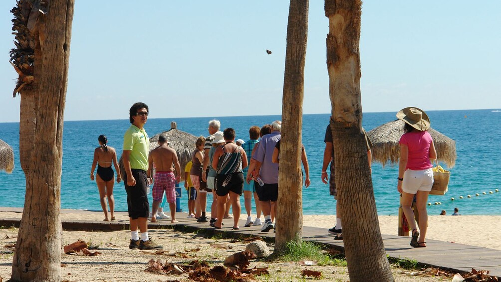 people walking on boardwalk in Los Cabos