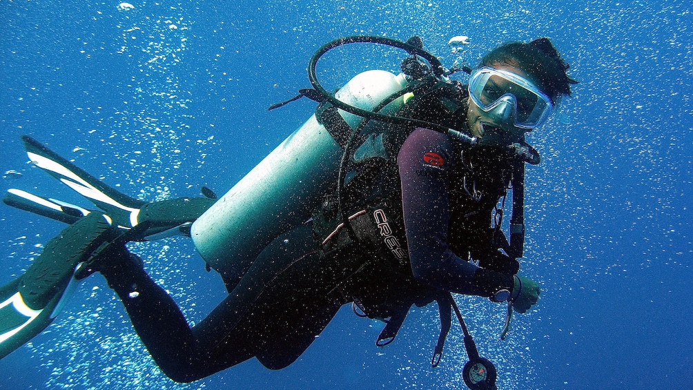 man in scuba diving gear in Los Cabos