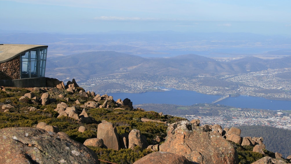 Stunning view of Hobart from the top of Mt. Wellington in Hobart